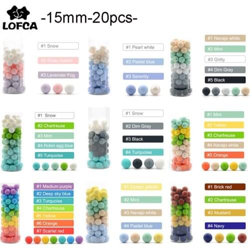 LOFCA 15mm 20pcs/Lot Silicone Beads Loose Baby Fashion Teething Beads Baby Teether Safe Food Grade Nursing Chewing Diy Toy