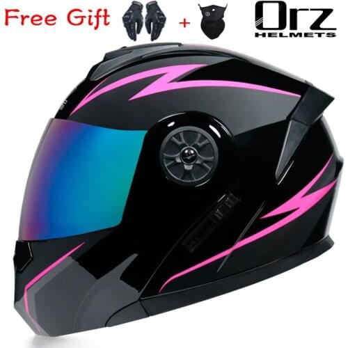 Cool Modular Motorcycle Flip Up Helmet for Women Dual Lens Femme Casco Motocross Capacete Motocross Casque Moto