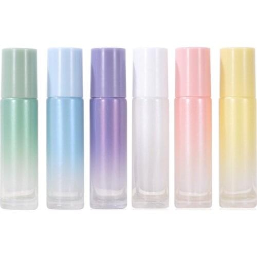 Screen printing custom 10ml Purple White Blue Colorful Mini Glass Bottle Easy Carry For Essential Oil Refillable Perfume Bottles