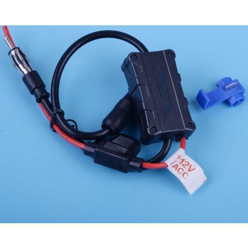 Auto Car 12V Stereo Antenna Radio AM FM Signal Amplifier Booster Strengthen AMP Black Plastic&Metal 60-100 MA 48-860 MHZ