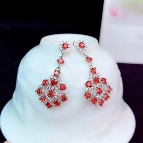 CoLife Jewelry 100% Real Garnet Drop Earrings for Party 3mm Natural Garnet Silver Earrings 925 Silver Garnet Jewelry