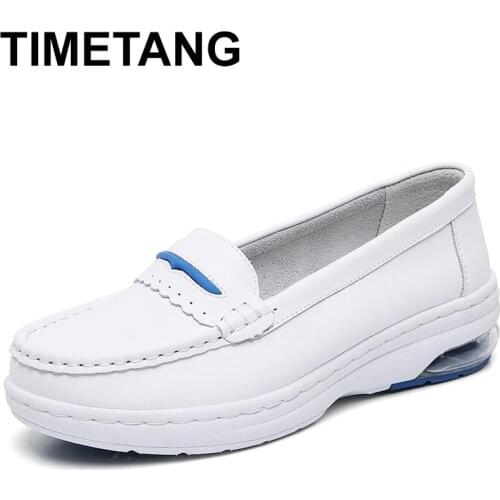 TIMETANG New Nurse Shoes White Women Work Wedge Flats Attendance Doctor Comfortable Soft Cushion Anti-Slip Hospital Standing