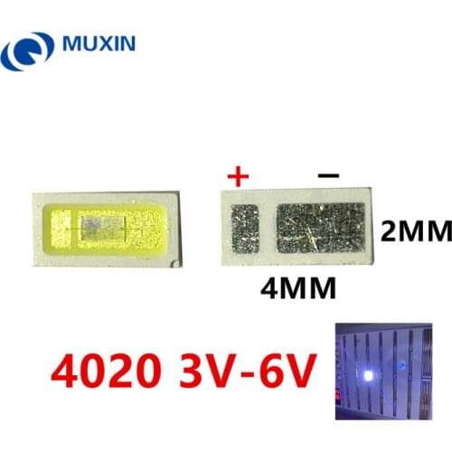 100pcs LED Backlight 0.5W 3V 6V 4020 48LM Cool white LCD Backlight for TV TV Application 4020C-W3C4 EVERLIGHT