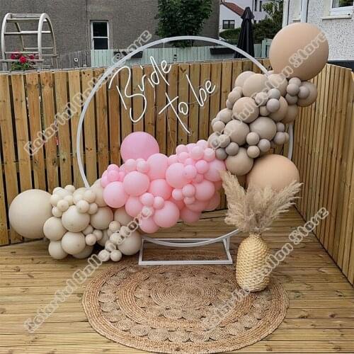 118pcs Birthday Party Wedding Background Sand White Latex Balloon Arch Kit Double Apricot Balloon Garland Baby Shower Tent Decor