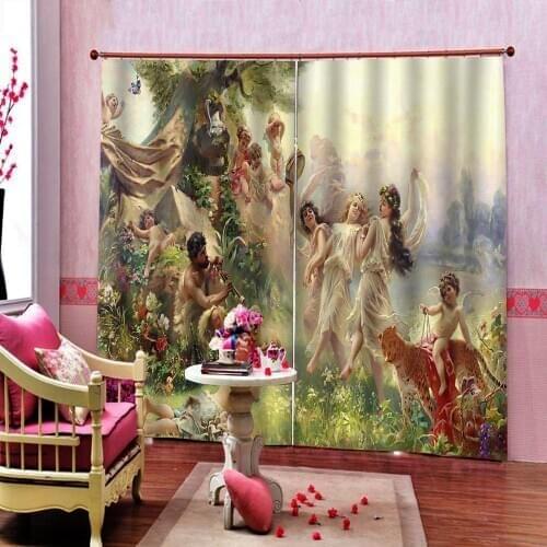 Custom European angel 3D Blackout Curtains angel design Curtains For Living Room Bedroom Window Drapes Home Decor Set