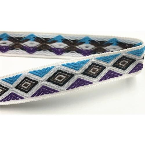 5Yards 20mm 3/4" Blue Purple Edge Pattern Printing Woven Jacquard Ribbon Sewing Hat Curtain Clothing Decor DIY Handmade Ribbon