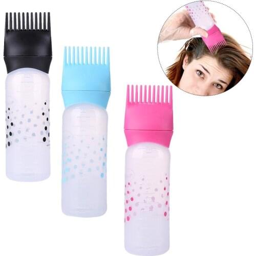 50oz Plastic Hair Dye Brush Refillable Bottle Empty Hair Dye Applicator Brush Bottle Hair Colouring Dispensing Comb Styling Tool