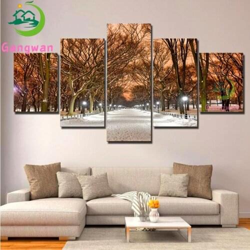 5D DIY 5 pcs diamond painting Landscape Snow road Sea forest Pictures Cross Stitch Full Square/Round Embroidery diamond mosaic