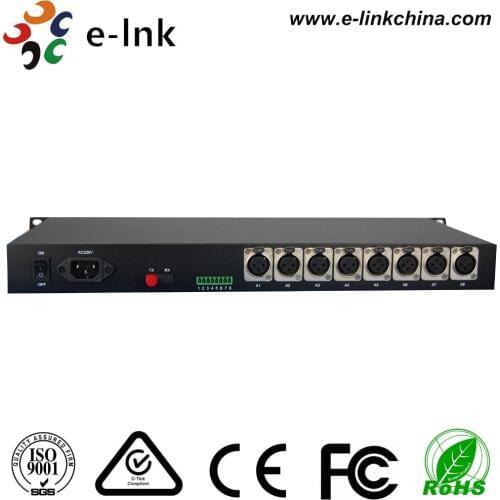 8Ch XLR broadcast audio fiber Multiplexer 20km