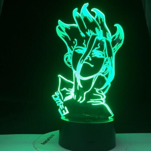 Acrylic Anime Dr Stone Figure Table 3d Lamp for Kids Child Bedroom Decor 3d Nightlight Manga Gift for Him