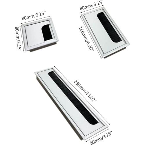 Aluminium Square Rectangle Desk Computer Wire Cable Outlet Insert Hole Cover 19QB