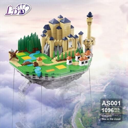 As001 Creative Series Anti Gravity Balance Frame Dream Floating Island Castle Model Childrens Small Particle Assembled Building