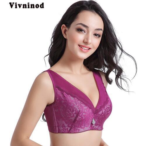 Plus Size Women Sexy Lace Bra Breathable Thin Cup Lace Push Up UnderWire Embroide Bra Full Cup Women Big Chest Fat MM Lingerie