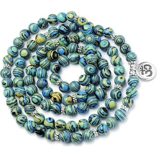 Malachite Stone bracelet 108 beads 8mm yoga bracelets color beads luxury bracelet Religious for men women jewelry wholesale
