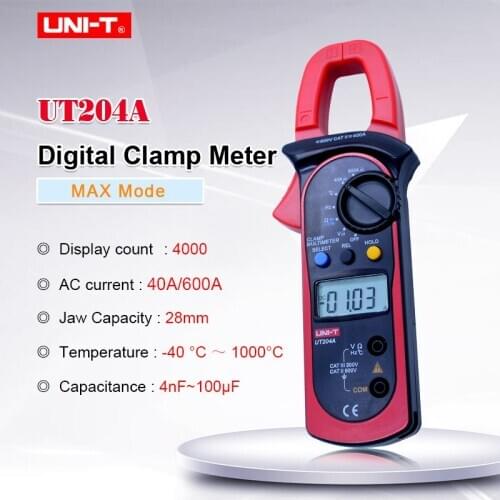Digital Clamp meter UNI-T UT204A multimeter DC AC Voltage current meter Resistance Capacitance frequency Tem tester Diode test