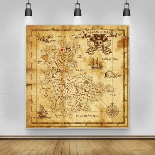 Laeacco Pirate Treasure Map World Pattern Backgrounds For Photography Baby Portrait Birthday Party Photo Background Photo Studio