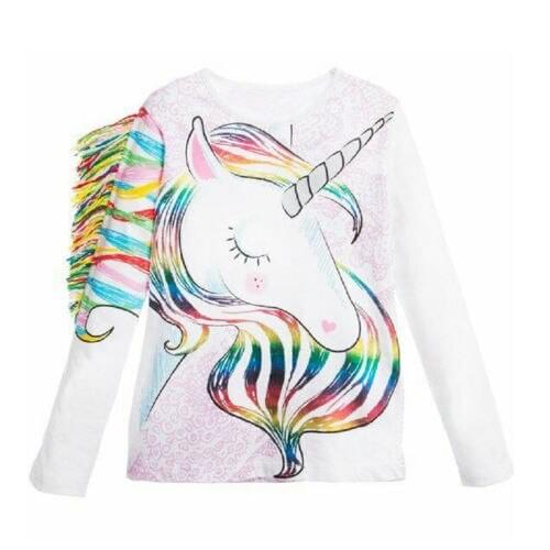 Toddler Kids Girls Unicorn Clothing Tops Summer Long Sleeve Tops T-shirt Clothes Casual 1-6T