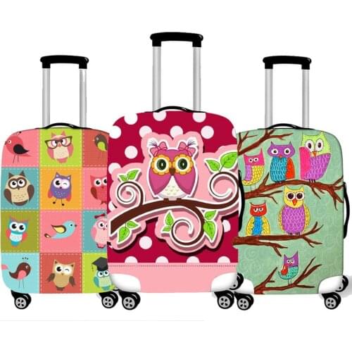 Cute Bird Owl Suitcase Protective Covers Travel Accessories Anti-dust Trolley Case Cover Elastic Luggage Covers for Travelling