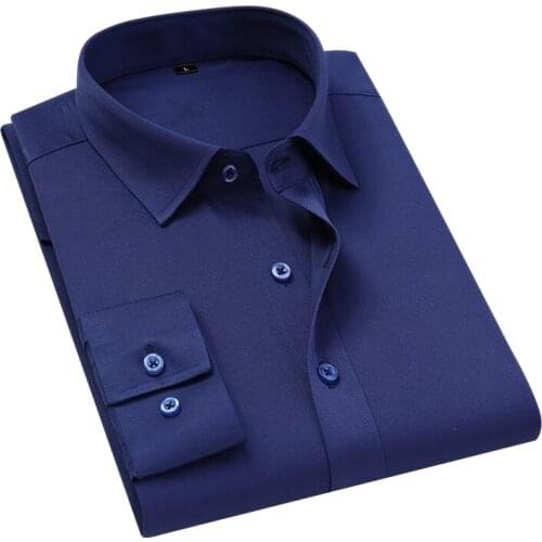 MenS Office Formal Wear Four Seasons Long Sleeve Shirt 2021 New Business Casual Loose Top Male High-End Brand Plus Size Clothes