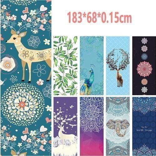 Natural rubber suede printed yoga mat folding portable non slip Yoga towel women fitness yoga mat dropshipping