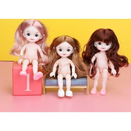 New 1/12 Most Beautiful Lovely Moveable Jointed 6Inch BJD Doll With Dimple Smile Face Little Curly Hair Best Toy Gift For Girls