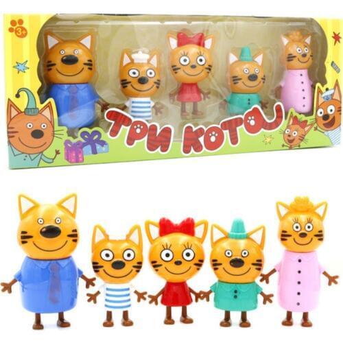 2021 New Hot 5pcs Happy Three Kitten Russian Action Figure Toy kid Cats e Cat Model Doll Kid Toy Children Christmas Gift