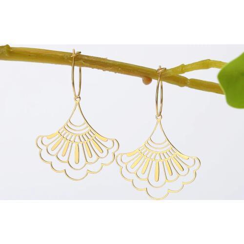 2020 New Fashion Fan Shaped Pendant Earrings Gold Statement Earrings For Women Weddings Party Irregular Geometric Jewelry