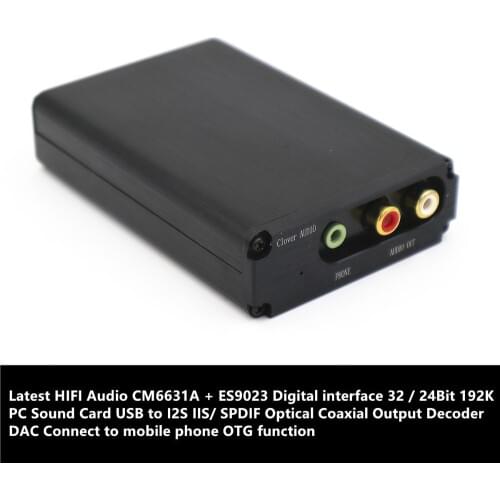 Upgraded version ES9023 + CM6631A High Definition Audio Decoder Supports usb PC Android Phone OTG Audio Decode 192KHz/32bit DAC