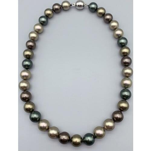 12mm Tahitian Color Tone Shell Pearl Necklace Mother of Pearl For Women Girls And Gifts 18 Inch