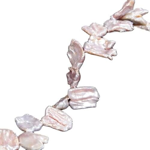 GG Jewelry 18'' 25mm-30mm Natural Baroque Top-Trilled Lavender Biwa Keshi Pearl Necklace