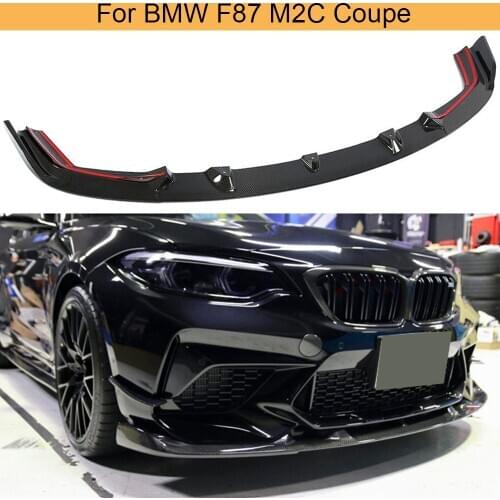 Car Front Bumper Lip Splitters for BMW F87 M2 Competition M2C Coupe 2 Door 2018 - 2020 Front Lip Spoiler Splitters Carbon Fiber