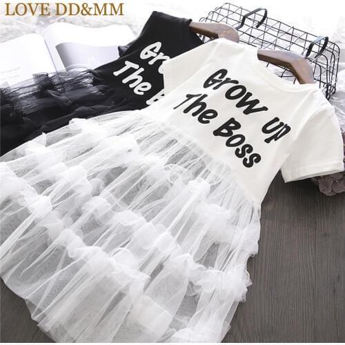 LOVE DD&MM Girls Dresses 2020 Summer New Childrens Clothing Girls Fashion Letter Mesh Stitching Sweet Princess Dress