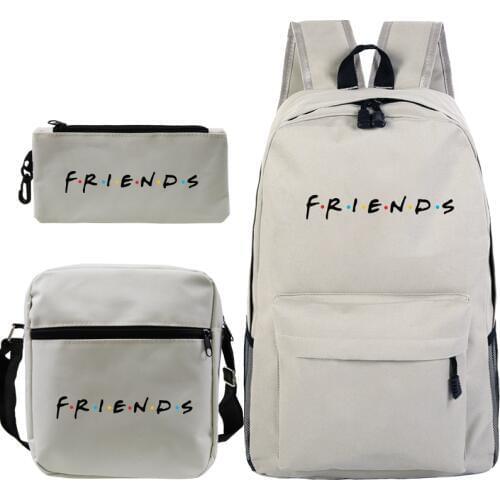 3 Pcs Set Friends Backpack Prints Knapsack for Teenagers Girls Boys Travel Bagpack Children School Bags