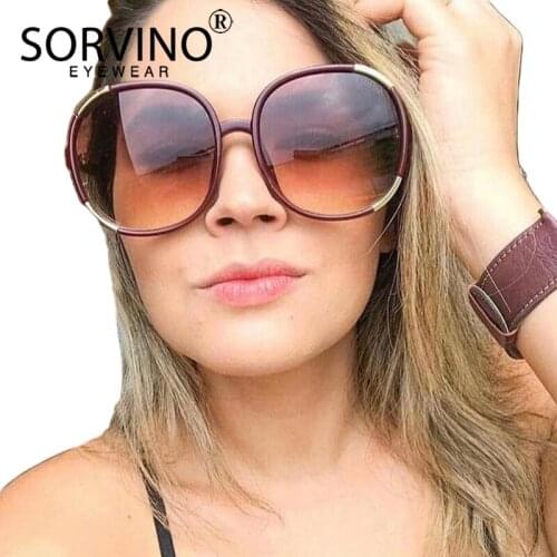 SORVINO 2020 Retro Fashion Bicolor Oval Sunglasses Women Brand Designer Oversized Lady Big Clout Round Sun Glasses Shades SP176