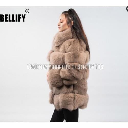 Warm Thciknening Khaki Color plush real fox fur jackets outerwear oversized big pannel coats
