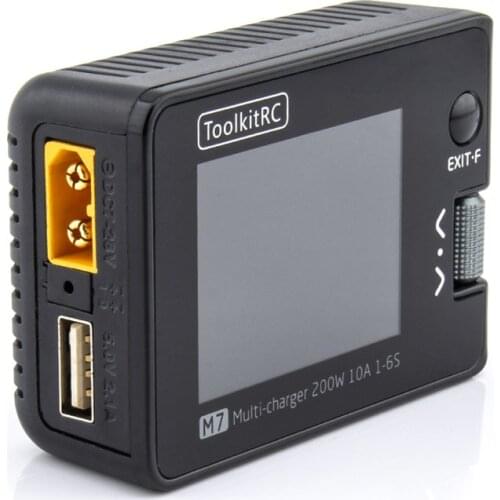 ToolkitRC M7 DC 200W 10A Balance Charger Discharger for 1-6S Lipo Battery With Voltage Servo Checker ESC Receiver Signal Tester