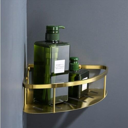 Bathroom Corner Shelf 304 Stainless Steel Shower Shampoo Soap Cosmetic Kitchen Holder Single Tier Bath Accessories Nail Punched