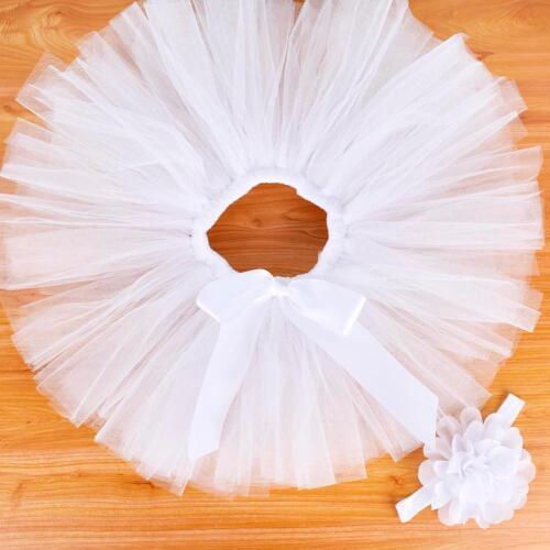 Pure White Baby Girls Tutu Skirt & Headband Set Newborn Photo Prop Infant Fluffy Baby TUTU Outfit Newborn Tutus For 0-12M
