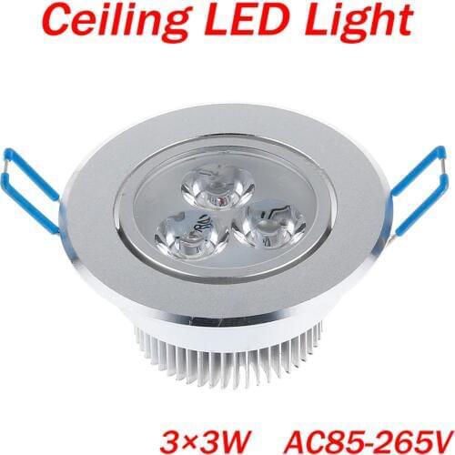 Dimmable 1X LED Ceiling Downlight 9W 3X3W LED Recessed Cabinet Wall Spot light Bulb Lamp Cold White Warm White