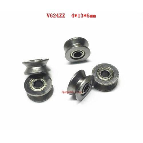 10pcs/Lot V624ZZ 624VV V624 4x13x6mm V Groove Carbon Steel Deep Groove Ball Bearing Traces Walking Guide Rail Bearing