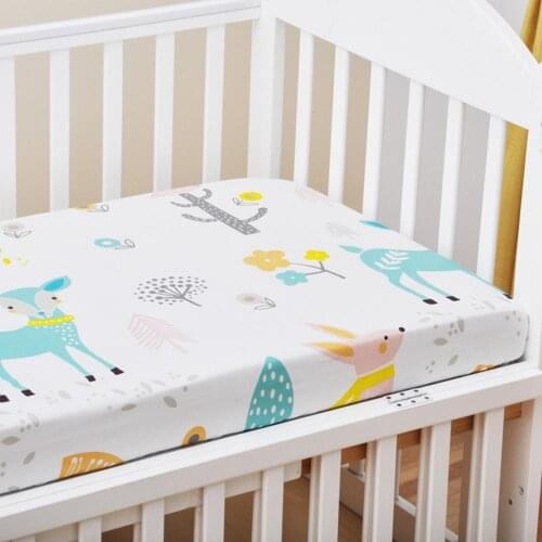 1 Newborn Bed Cover Soft Breathable Prevent Sweating Cotton Baby Bed Sheet Crib Cover with Elastic Band Home Decor