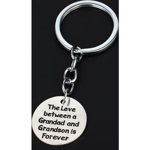 12PC/Lot Love Between A Grandad And Grandson Keyring Gifts For Family Grandfather Boys Keychain Jewelry Grandpa Key Ring Chain