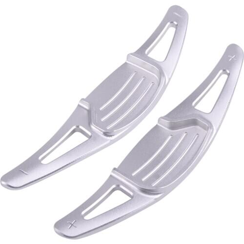2pcs Car Steering Wheel Shift Paddle Shifter Extension Gear Lever Trim Silver Aluminum Alloy Fit For Ford Mondeo Taurus Edge