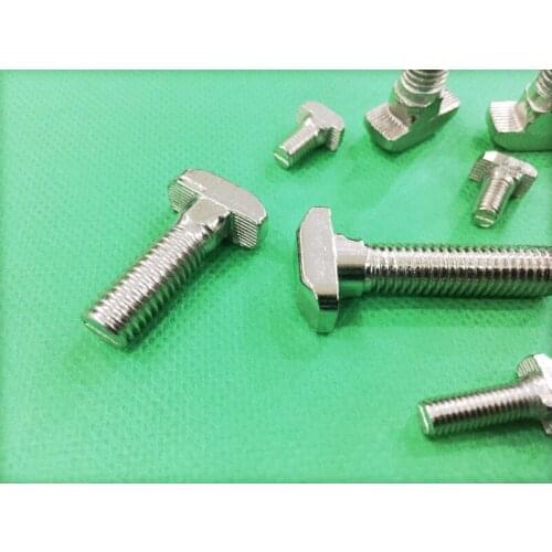 20pcs 4040 Series M8 Hammer Head T Bolt Screw Nickel Plated For 4040 Aluminum Profile T-slot M8*16/20/25/30/35/40mm