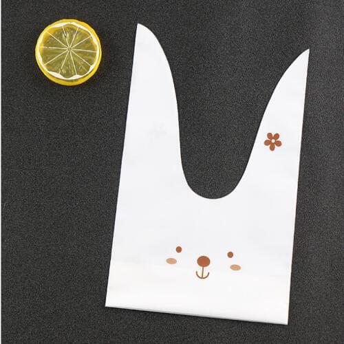 20pcs/lot Cute Rabbit Ear Biscuit Bag Moisture Proof Plastic Candy Box Cookie Bags Snack Cake Gift Packaging Bag Wedding Supply