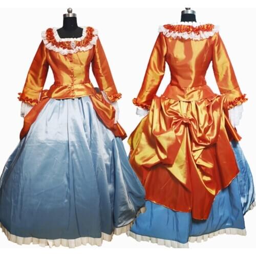 2020 New blue victorian Halloween Cosplay dress Colonial Georgian Renaissance Gothic Historical dress D-656