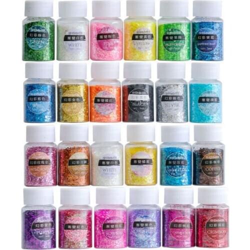24 Bottles Nail Art Sequins Shinning Filling Flash Glitter Powder UV Epoxy Resin Pigment Dust Manicure DIY Fingers Beauty Decor