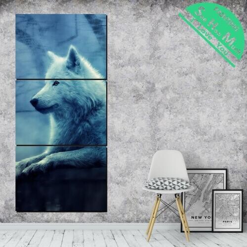3 Piece Winter White Wolf Canvas Art Decorative Pictures Wall Poster Modern Wall Pictures for Living Room Posters and Prints