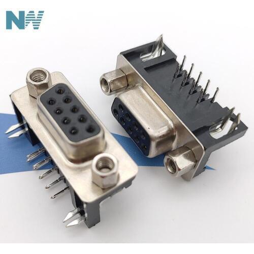 5Pcs/Lot Dr-9S 3Rows Blue Parallel Port 9 Pin D Sub Female 9 Way Pcb 90 Degree Connector Sr232 Socket Plug Vga Adapter