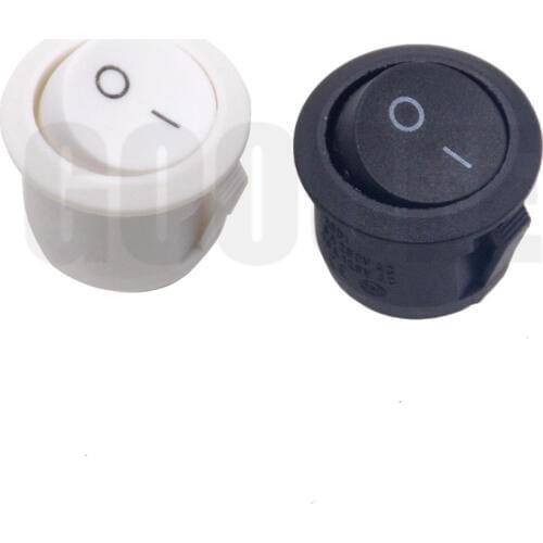 5PCS SPDT Small Round Rocker Switches Black Mini Round Black White 2 Pin ON-OFF Rocker Switch